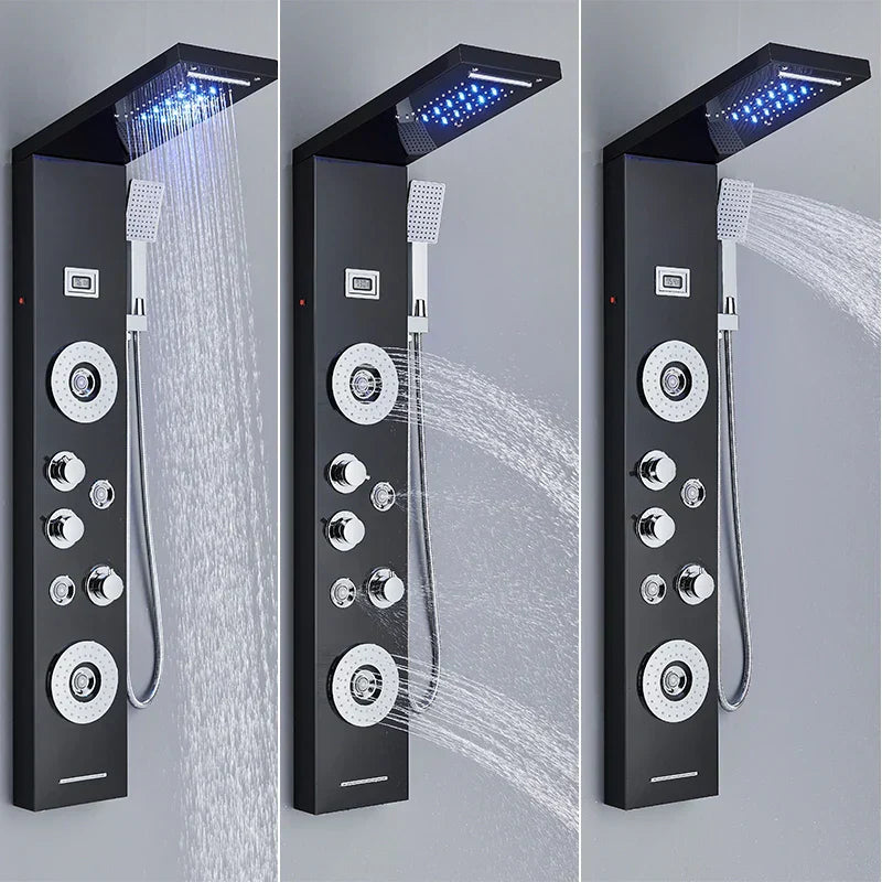 DecorBites™ LED Shower Panel Tower Rain/Waterfall Massage Spa Jets Bathroom Column