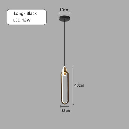 DecorBites™ Black Gold Round Pendant Light Chandelier for Bedside Long Cable 12W