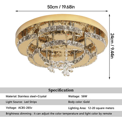 DecorBites™ Crystal Drop Chandelier Ceiling Light with RC Dimming for Modern Home Decor
