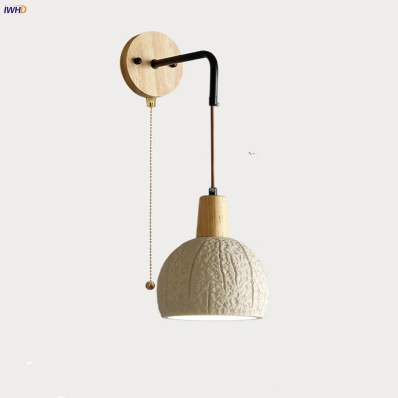 DecorBites™ Cement Shade Wood LED Wall Sconce Light Fixture for Home Decor