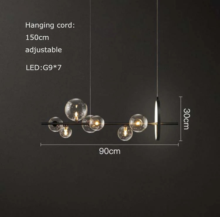 DecorBites™ Black Postmodern Bubble Glass Chandelier with Multi Clear Balls