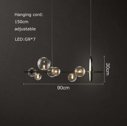 DecorBites™ Black Postmodern Bubble Glass Chandelier with Multi Clear Balls