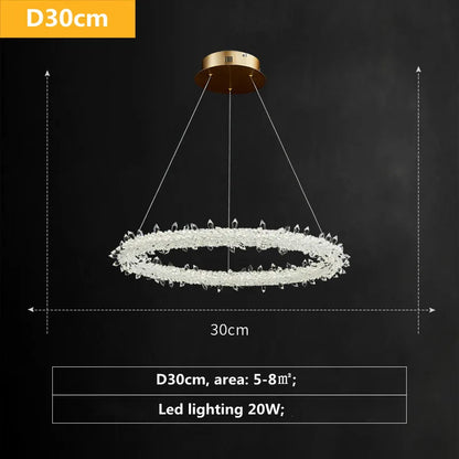 DecorBites™ Luxe Crystal Pendant Light - Dimmable LED Art Deco Circle Lamp