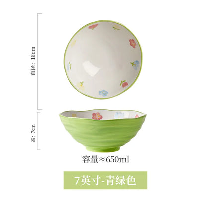 DecorBites™ 7" Hand-Painted Ceramic Ramen Bowl - Large Noodle Bowl for Home & Restaurant