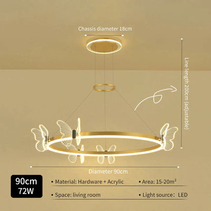DecorBites™ Butterfly Crystal Chandelier: Modern Nordic Light Luxury for Living Room, Dining Room, Bedroom