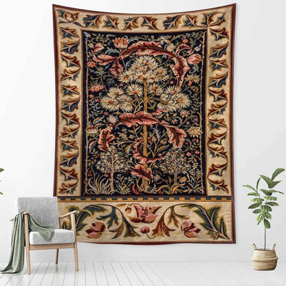 DecorBites™ Abstract Flowers Leaves Tapestry Wall Hanging Bohemian Hippie Aesthetic Art