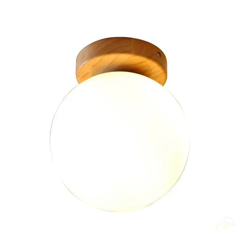 DecorBites™ Glass Ball LED Ceiling Lamp on Wooden Pedestal