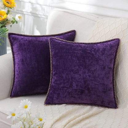 DecorBites™ Blue Chenille Cushion Covers 18x18 Luxury Throw Pillow Cover for Home Decor