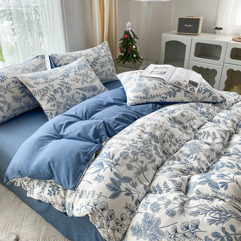 DecorBites™ Cartoon Heart Plant Floral Print 3Pcs Set (Duvet Cover + Pillowcases)