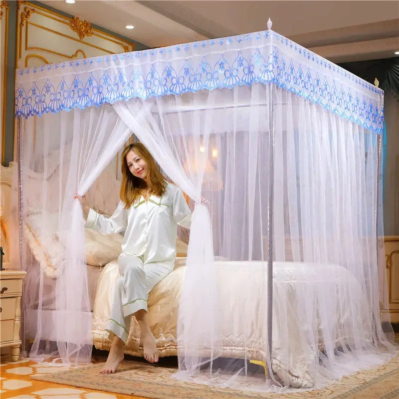 DecorBites™ Lace Mosquito Net with Stainless Steel Bracket - Queen Size Bed Tent