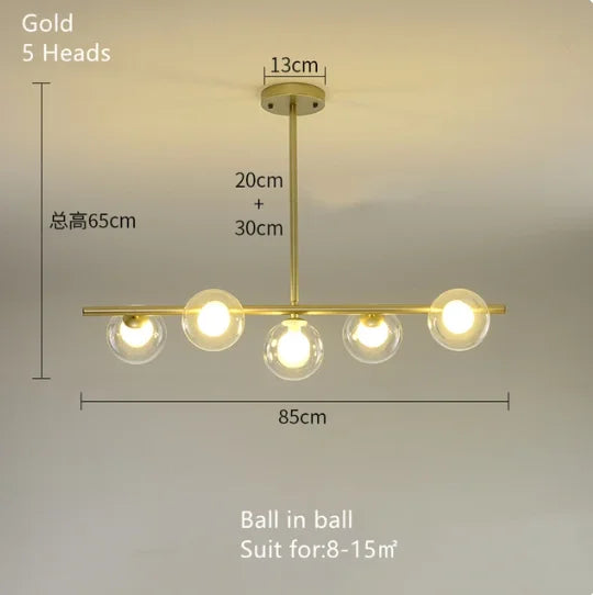 ™ Gold Glass Ball LED Pendant Light for Kitchen Dining Room Lighting