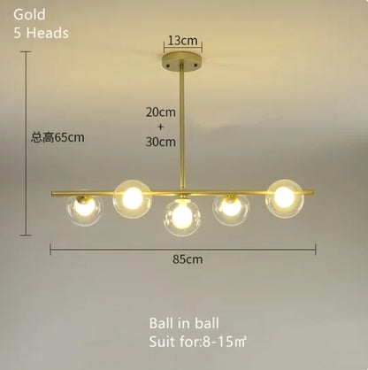 ™ Gold Glass Ball LED Pendant Light for Kitchen Dining Room Lighting