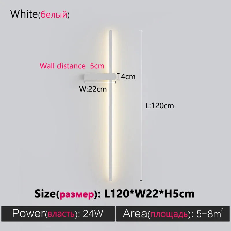 DecorBites™ Black Long Strip Wall Lamp - Modern Minimalist Bedroom Living Room TV Wall Light