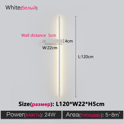 DecorBites™ Black Long Strip Wall Lamp - Modern Minimalist Bedroom Living Room TV Wall Light