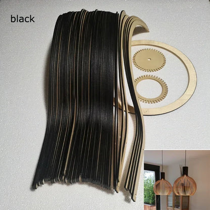 DecorBites™ Black Wood Cage Chandelier Foscarini Hanging Bamboo Living Room Lamp