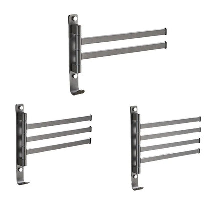 DecorBites™ Gray Aluminum Swivel Towel Hanger: Wall Mounted Folding Bathroom Towel Bar