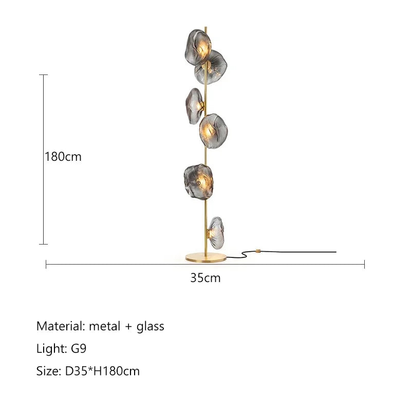 DecorBites™ Glass Shade LED Floor Lamp for Home Decor, Living Room, Bedroom, Minimalist Design