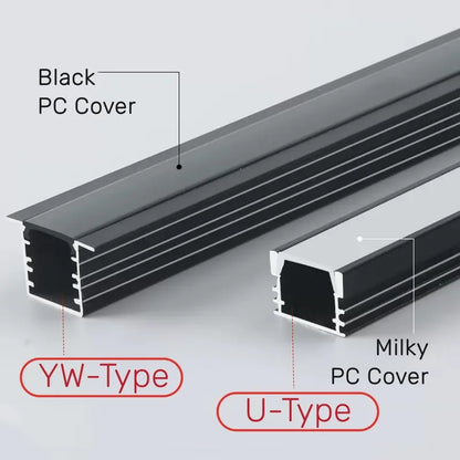 DecorBites™ LED Aluminum Profile Recessed U/YW-Shape Hidden Channel Milky Cover Bar Strip Light