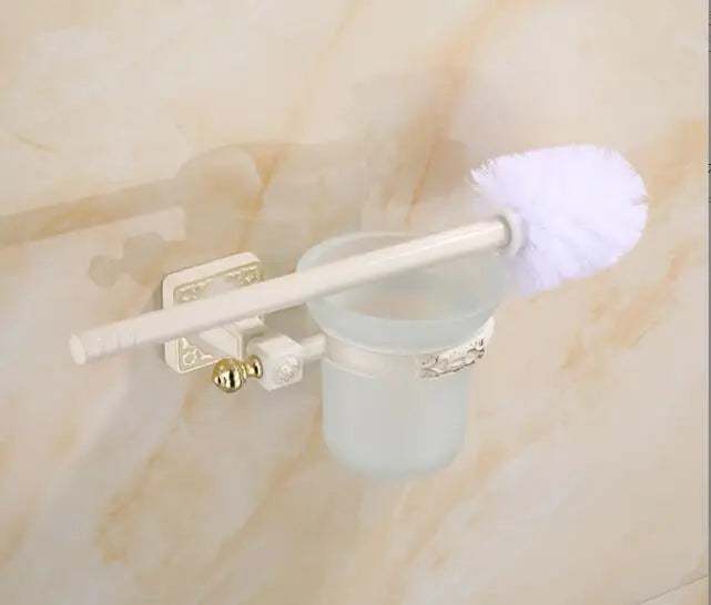DecorBites™ Aluminum Carved Toilet Brush Holder Set
