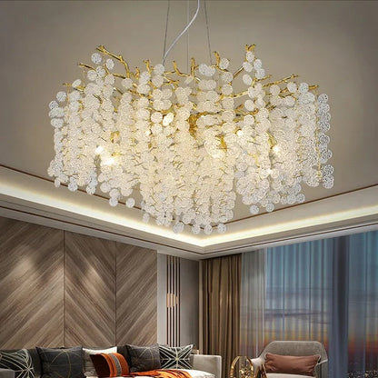 DecorBites™ Gold Money Tree Crystal Chandelier for Bedroom Living Dining Room Luxury Lighting
