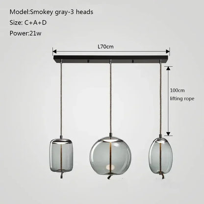 DecorBites™ Glass Knot Pendant Chandelier Light for Bedroom Kitchen Dining Room