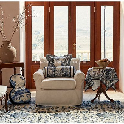 DecorBites™ Ancient Indigo Jungle Decorative Cushion Covers - Hand-Painted Throw Pillow Case