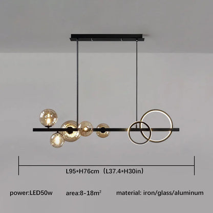 DecorBites™ Glass Ball Pendant Chandelier: Scandinavian LED Light for Kitchen Dining Table