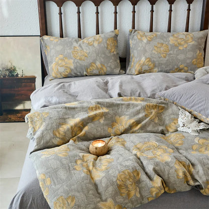 DecorBites™ 100% Cotton Double-Layer Floral Jacquard Duvet Cover Set