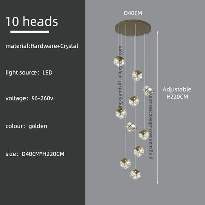 DecorBites™ Crystal Modern Chandelier for Living Room Luxury Loft LED Lighting Staircase Chandelier