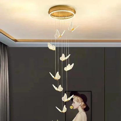 DecorBites™ LED Chandelier: Modern Butterfly Design, Acrylic, Exhibition Hall, Staircase, Bedroom Night Lamp Lighting Fixtures