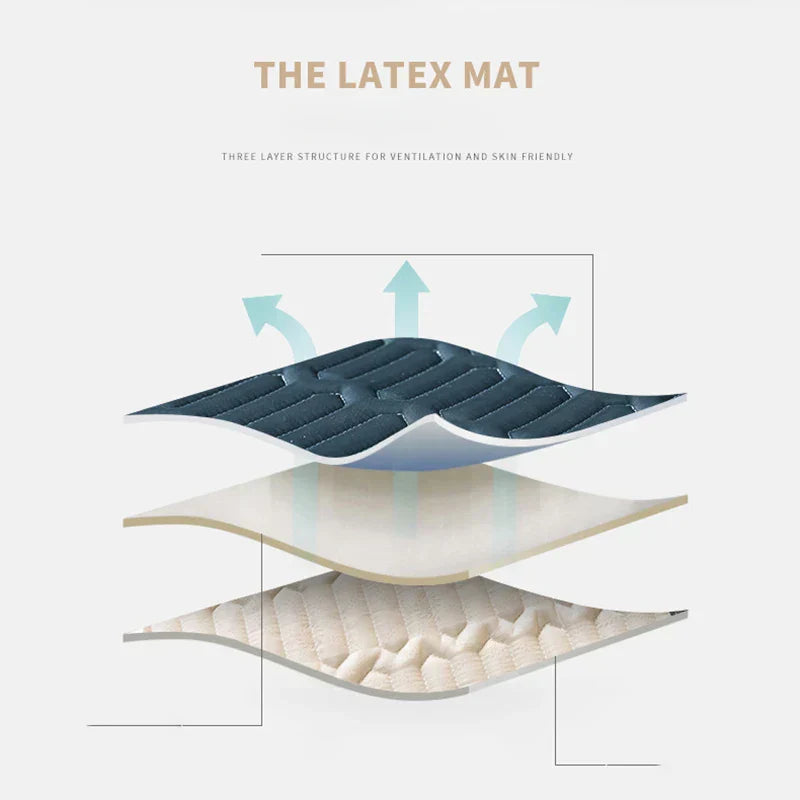 DecorBites™ Cooling Latex Bed Mat | Summer Cool Feel | Thicker & Foldable Queen Mat