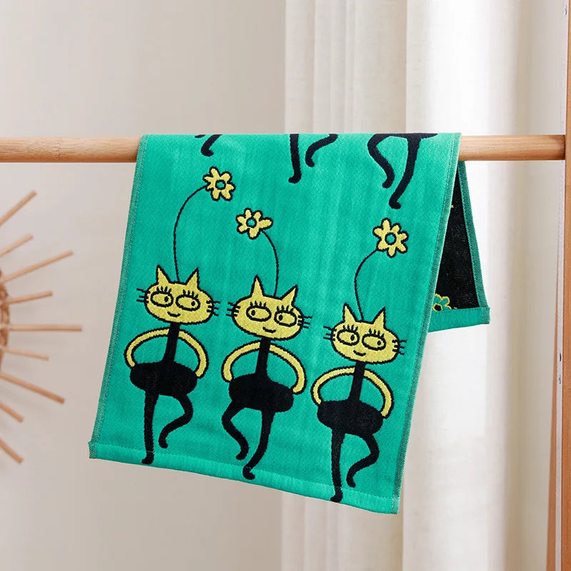 ™ Kids Cartoon Face Towels - Set of 3 | Cats Print | 100% Cotton | 25*50cm
