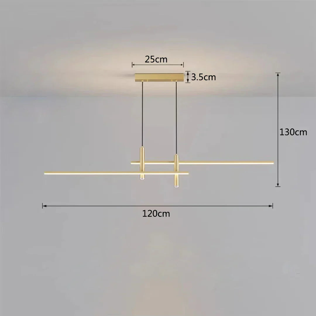 DecorBites™ Black/Gold LED Dining Room Island Chandelier: Modern Minimalist Kitchen Hanging Lamp