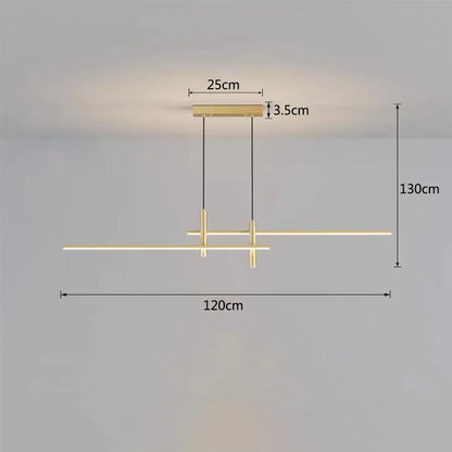 DecorBites™ Black/Gold LED Dining Room Island Chandelier: Modern Minimalist Kitchen Hanging Lamp