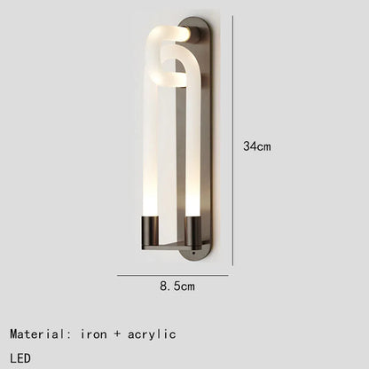 DecorBites™ LED Tube Wall Sconce Gold Black White Metal Acrylic Light Fixture