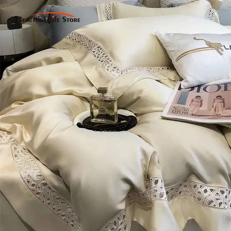 DecorBites™ Eucalyptus Fiber Hollow Wide Edge Bedding Set - Soft, Silky, & Breathable