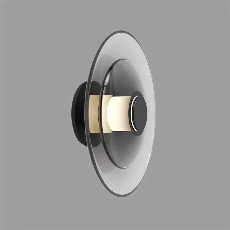 DecorBites™ Amber Glass Disc Wall Lamp: Modern Minimalist LED Sconce Lighting Fixture