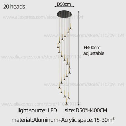 DecorBites™ Contemporary Horn Chandelier: Restaurant & Living Room Ceiling Pendant Lighting