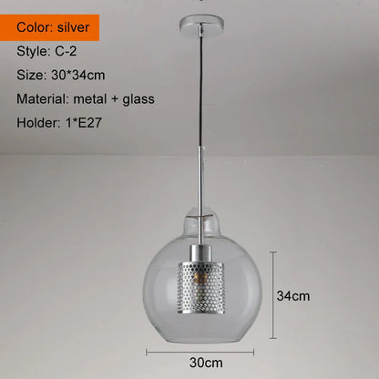 DecorBites™ Ball Glass Pendant Light Modern Kitchen Dining Living Room Fixture