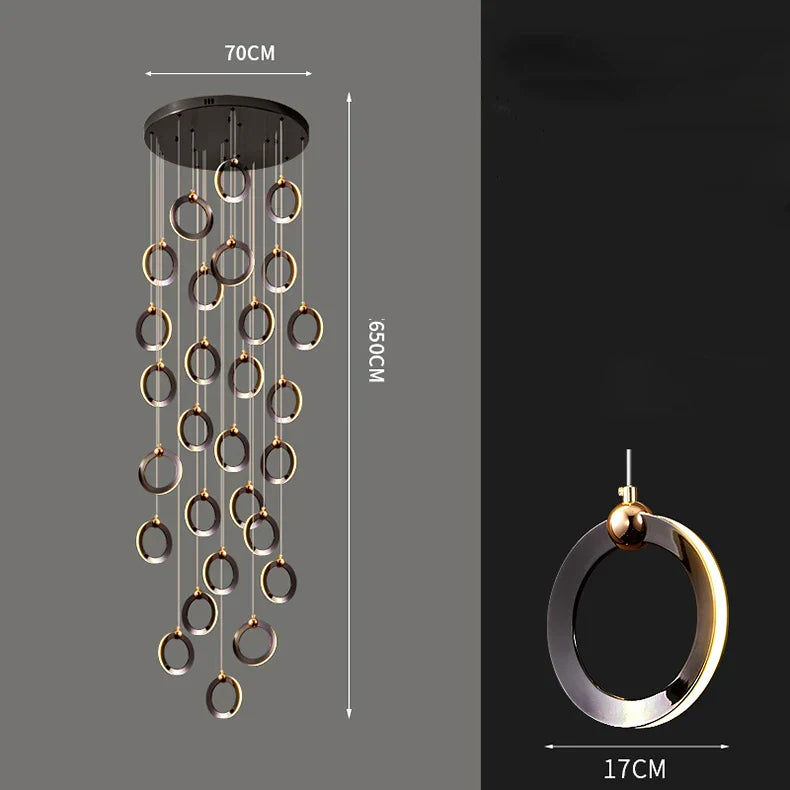 DecorBites™ Crystal Chandelier Stair Pendant, Modern Living Room Lighting, Interior Home Decoration