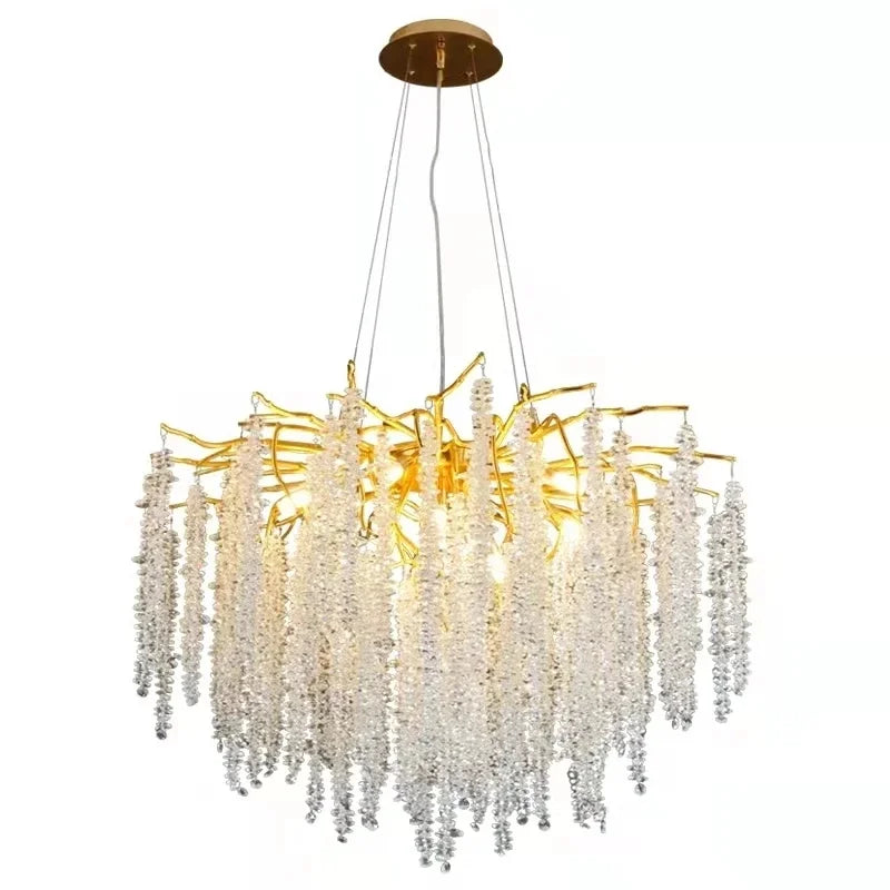 DecorBites™ Crystal Tassel Chandelier: Luxury LED Pendant Lights for Living Room, Hall & Restaurant