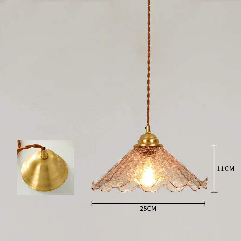 DecorBites™ Cracked Glass Copper Wooden Pendant Light for Home Indoor Living Room