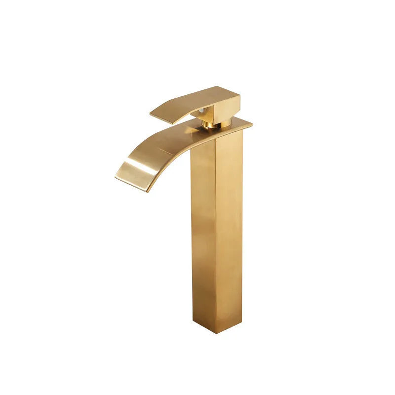 DecorBites™ Gold Bathroom Faucet: Brass Rose Gold Basin Waterfall Mixer Tap