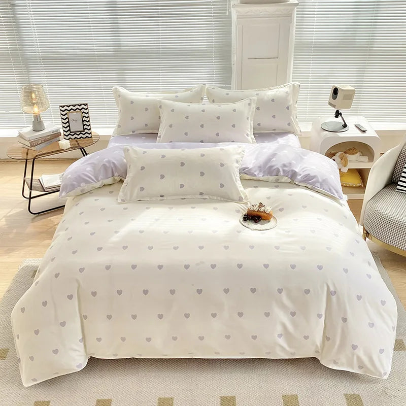 DecorBites™ Aloe Cotton Printed Bed Sets 4Pcs Soft Cozy Bedding Set for Adults