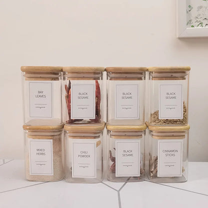 DecorBites™ Glass Jar with Bamboo Lid - Food Storage Container for Tea, Coffee, and More