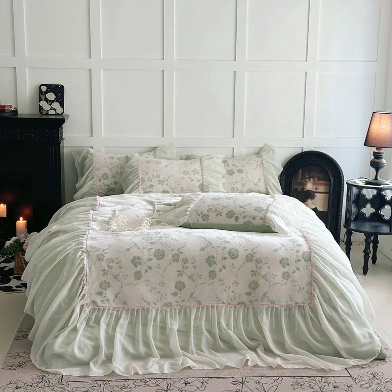 ™ Lace Ruffles Velvet Princess Bedding Set: Duvet, Sheet, Pillowcases