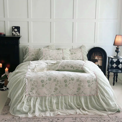 ™ Lace Ruffles Velvet Princess Bedding Set: Duvet, Sheet, Pillowcases