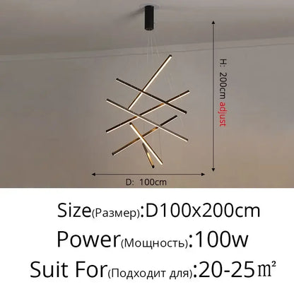 DecorBites™ Aluminum Bar LED Chandelier for Stair Hall Dining Living Room - Indoor Lighting Fixture
