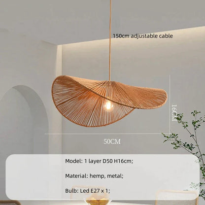 DecorBites™ Hemp Pendant Lights: Wabi Sabi LED Indoor Lighting Fixtures