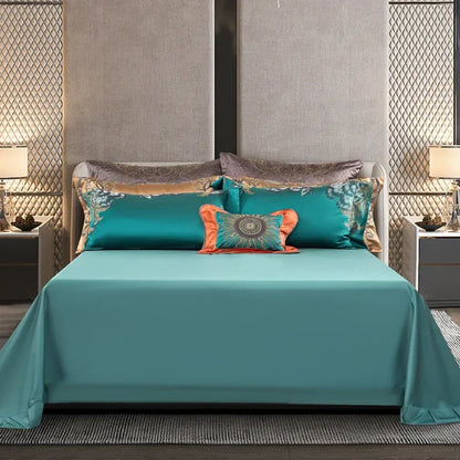 DecorBites™ 1200TC Jacquard Bedding Set: Queen King Size Linens, Comforter Cover, Sheet, Pillowcase